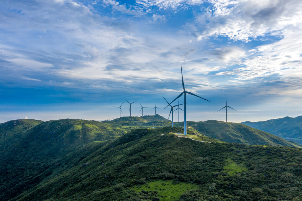 Large areas of wind power in the mountains